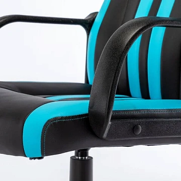 Кресло компьютерное BRABIX 'Stripe GM-202', экокожа, черное/голубое, 532509