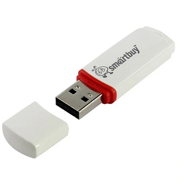 Флеш-диск 16 GB, SMARTBUY Crown, USB 2.0, белый, SB16GBCRW-W