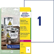 Этикетки Avery Zweckform L4775-8 A4 297x210мм 1шт на листе/196г/м2/8л./белый самоклей. для лазерной