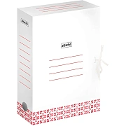 Короб архивный Attache 75мм на завязках красный с узорами