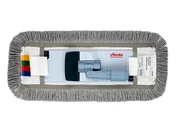 Насадка МОП плоская 50 см, VILEDA PROFESSIONAL 'ТриоПлюс Комби', уши (ТИП УВ) микрофибра / хлопок, серый, 167296
