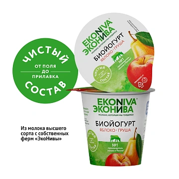 Биойогурт Эконива с яблоком и грушей 2.8%, 125г