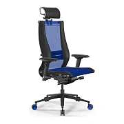 Кресло руководителя Метта L2-16D TS+Infinity синий/черный, ткань/сетка, крестовина хром