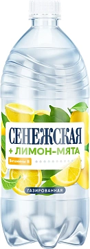 Вода Сенежская лимон-мята питьевая газированная, 1л x 6 шт
