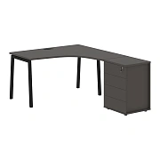 Стол эргономичный с тумбой ELCET 1318(R) Мокко/Черный 1360х1880х750 EDIS