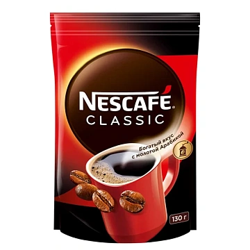 Кофе растворимый Nescafe 'Classic', гранулированный/порошкообразный, с молотым, мягкая упаковка, 130г