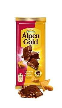 Шоколад молочный Alpen Gold соленый арахис-крекер, 80г