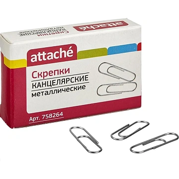 Скрепки металлические без. покрытия,28 мм, негофрирован.,100шт/уп