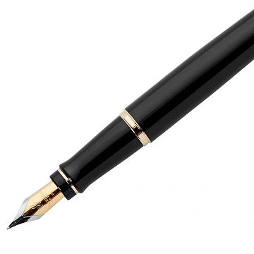 Ручка подарочная перьевая WATERMAN 'Expert 3 Black Lacquer GT', черный лак, позолоченные детали, синяя, S0951640