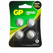 Батарейки литиевые GP Lithium CR2032 'таблетки, дисковые, кнопочные' КОМПЛЕКТ 4 шт., блистер, CR2032