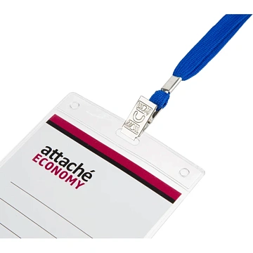 Бейдж Attache Economy 90x60 150мкм,шнурок 45см син, вкладыш 5шт/уп