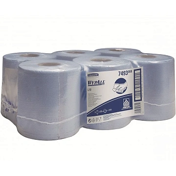 Протирочный материал Kimberly-Clark WypAll L10, 7493, для легких загрязнений, в рулоне с центральной вытяжкой, 200м, 1 слой, синий