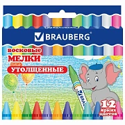 Восковые мелки утолщенные BRAUBERG, НАБОР 12 цветов, 222966