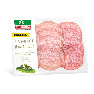 Колбаса Велком Римини-салями-сальчичон сырокопченый нарезка, 90г