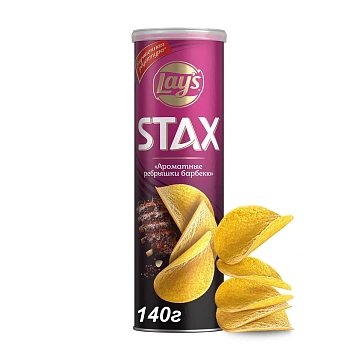 Чипсы Lay's Stax Ребрышки барбекю, 140г
