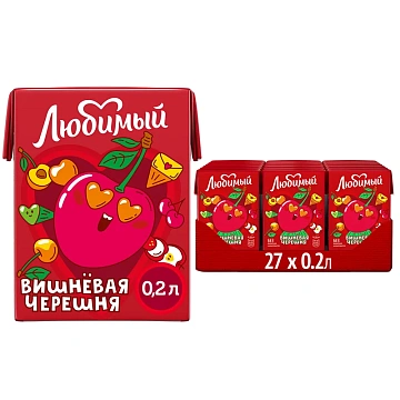 Напиток сокосодержащий Любимый Вишневая черешня, 200мл