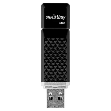 Флеш-диск 64 GB SMARTBUY Quartz USB 2.0, черный, SB64GBQZ-K