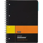 Бизнес-тетрадь SMARTBOOK А4 120л. клетка,спир,микроп,разд,карм,жел-оран