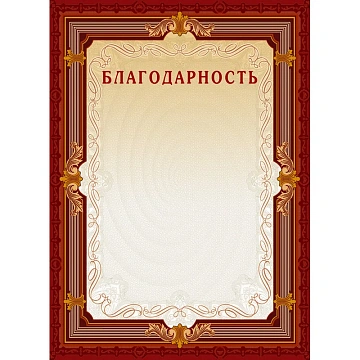 Благодарность А4-15/Б кор.рамка,без герба230г/кв.м10шт/уп