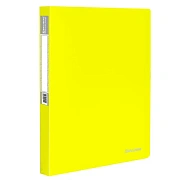 Папка на 2 кольцах BRAUBERG 'Neon', 25 мм, внутренний карман, неоновая, желтая, до 170 листов, 0,7 мм, 227457
