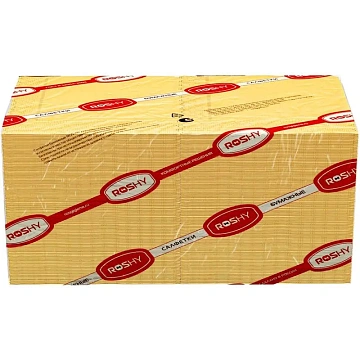 Салфетки сервировочные Roshy 24х24см, желтые, 2 слоя, 250шт