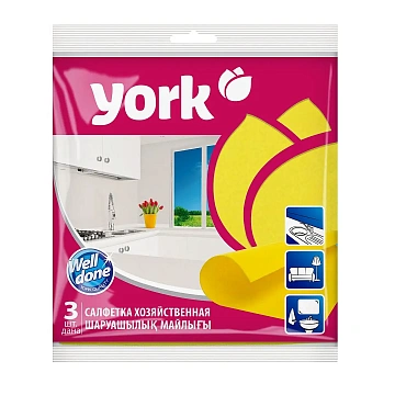 Салфетка хозяйственная York 35х35см, вискоза, 3шт/уп