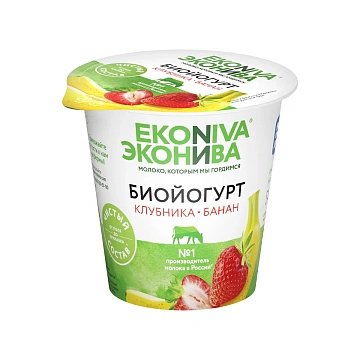 Биойогурт Эконива с клубникой и бананом 2.8%, 125г