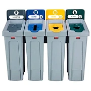 Комплект для раздельной утилизации Rubbermaid Slim Jim Landfill / Paper / Plastic / Glass, 4х87л, 2057732