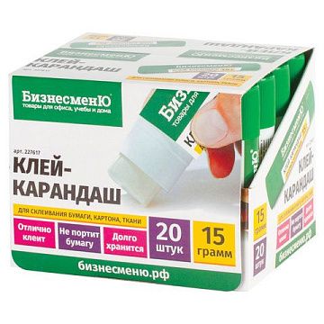 Клей-карандаш БИЗНЕСМЕНЮ, 15 г, 227617