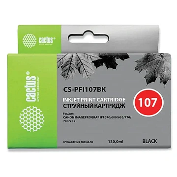 Картридж струйный CACTUS (CS-PFI107BK) для CANON PF680/685/780/785, черный