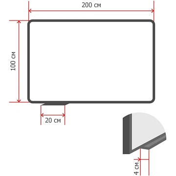Доска стеклянная магнитная, 100х200, Attache, белый