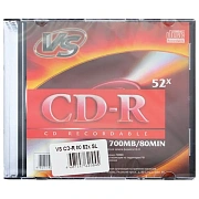 Диск CD-R VS, 700 Mb, 52x, Slim Case (1 штука), VSCDRSL01