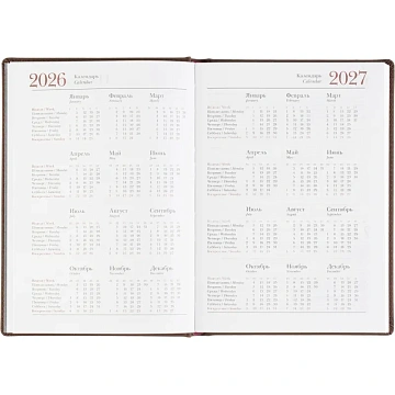 Ежедневник датированный 2026 А5+ VELVET Коричневый 3-123/03
