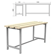 Скамья деревянная на металлокаркасе 'СТ 1', 1000х350х460 мм, каркас металлический серый, сиденье дер