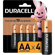 Батарейка Duracell Basic AA LR6, 1.5В, алкалиновые, 4шт/уп