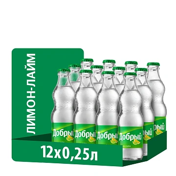 Напиток Добрый лимон-лайм газированный, 250мл