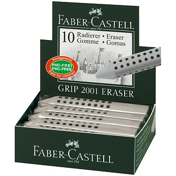 Ластик Faber-Castell 'Grip 2001', трехгранный, серый, 90*15*15мм