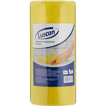 Салфетки хозяйственные Luscan вискоза 90г/м2, 25х25см, 30л/рул