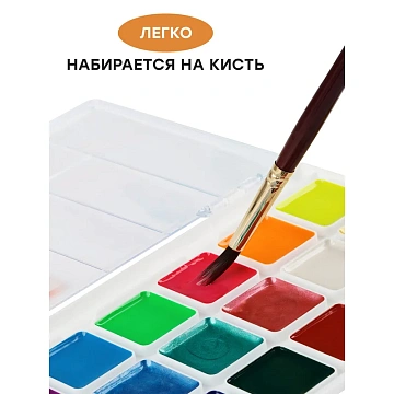 Акварель Гамма 'Оранжевое солнце', медовая, 18 цветов (6 перл.,6 флуор., 6 классич.), без кисти, пла