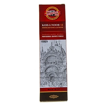 Карандаш чернографитный KOH-I-NOOR 1500, 1 шт., B, корпус желтый, заточенный, 150000B01170RU