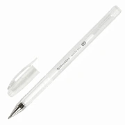 Ручка гелевая BRAUBERG 'White Pastel', БЕЛАЯ, корпус прозрачный, узел 1 мм, линия письма 0,5 мм, 143417