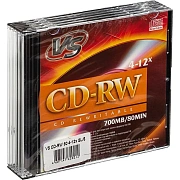 Диск CD-RW VS, 700 Mb, 4-12x, Slim Case (1 штука), VSCDRWSL01