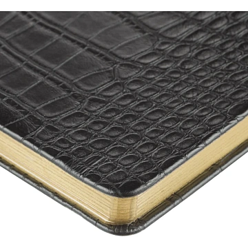 Ежедневник недатированный черный, рептилия, А5 136 л., ATTACHE