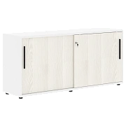 Шкаф низкий с дверьми купе ELC 1643 Ясень Траун/Черный/Белый 1606х430х750 EDIS