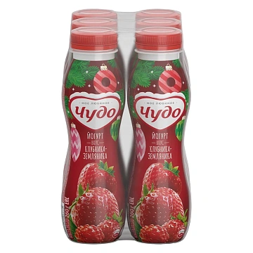 Йогурт питьевой Чудо Клубника-земляника 1.9%, 260г