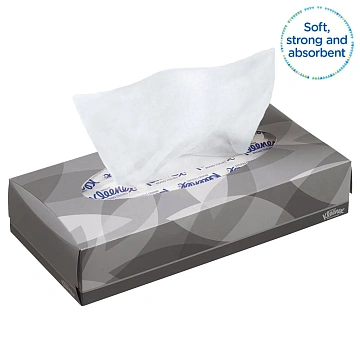 Косметические салфетки Kimberly-Clark Kleenex 100шт, 21.5х18.6см, 2 слоя, белые