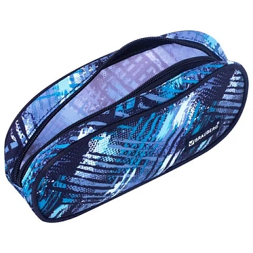 Пенал-косметичка BRAUBERG овальный, полиэстер, 'Полоски', 22х9х5 см, 229273