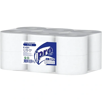 Туалетная бумага Protissue С231 в рулоне, белая, 1 слой, 200м