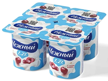 Йогурт Нежный с соком вишни, 1.2%, 100г, 1шт