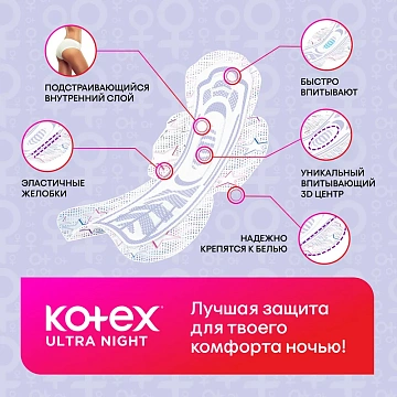 Прокладки Котекс Ultra Net Night 14шт